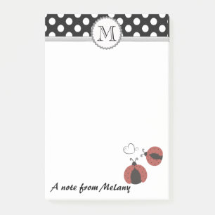 Post-it® Funky mignon poulie ladybugs pois monogramme
