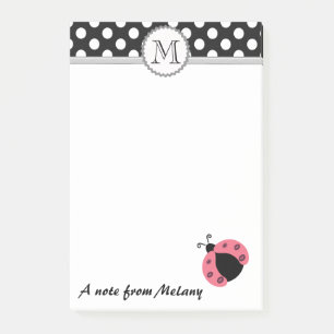 Post-it® Funky mignon poulie ladybugs pois monogramme