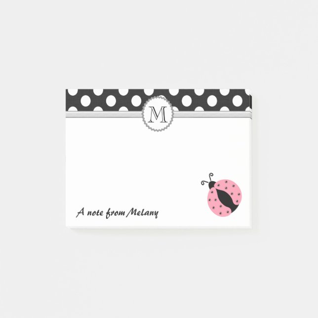 Post-it® Funky mignon poulie ladybugs pois monogramme (Devant)