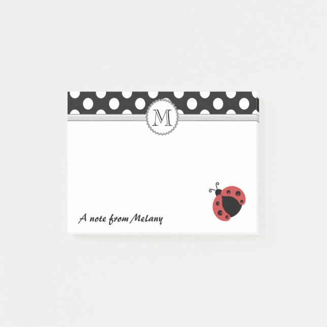 Post-it® Funky mignon poulie ladybugs pois monogramme (Devant)