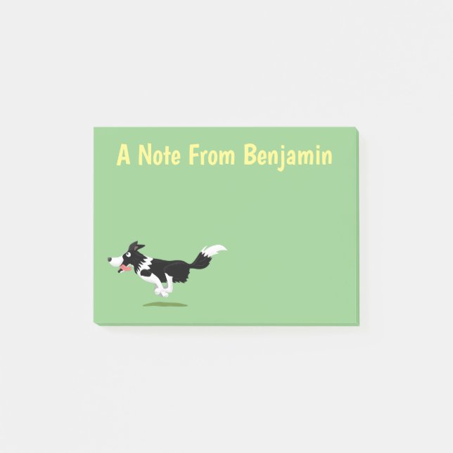 Post-it® Funny Border Collie chien en course dessin animé (Devant)