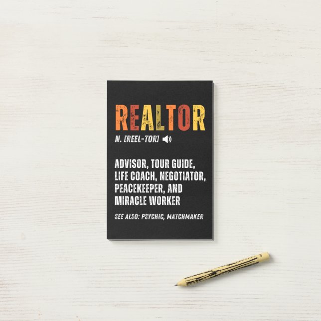 Post-it® Funny Courtier immobilier Realtor (Sur un bureau)