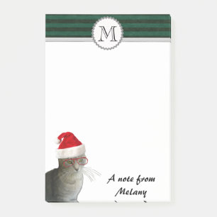 Post-it® Funny mignon monogramme du chat père Noël Holiday