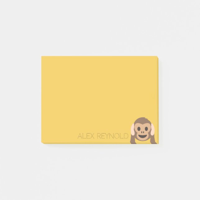 Post-it® Funny Monkey Emoji | Nom personnalisé (Devant)