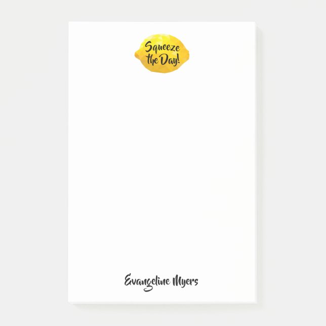Post-it® Funny Squeeze Day Script 3D Monogramme de citron (Devant)