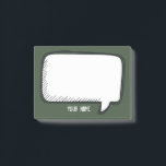 Post-it® Funny White Talk Bubble forest Nom personnalisé<br><div class="desc">Un dessin humoristique délicieux pour que vous puissiez envoyer des messages.
Vous pouvez facilement insérer votre nom et changer la couleur verte de la forêt en arrière - plan (utilisez le bouton personnaliser)</div>