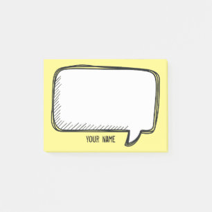 Post-it® Funny White Talk Bubble jaune Nom personnalisé