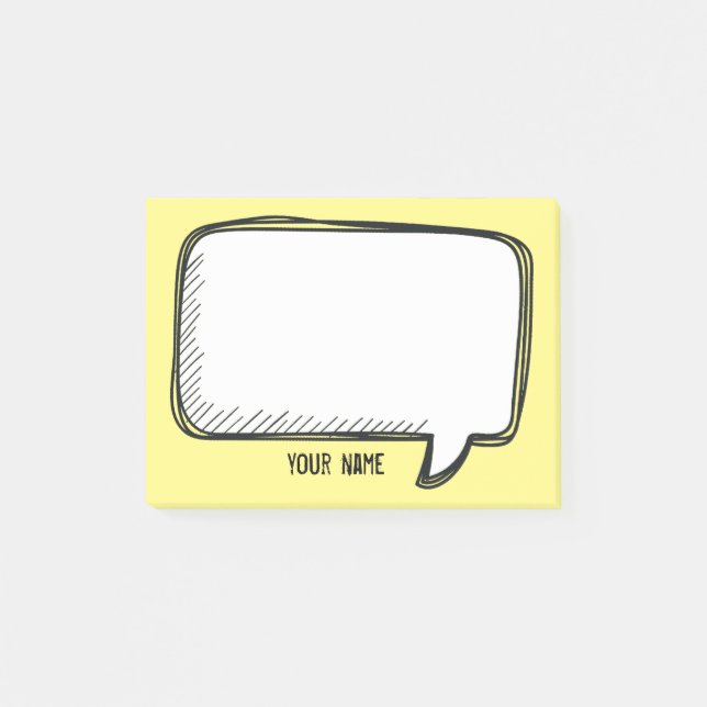 Post-it® Funny White Talk Bubble jaune Nom personnalisé (Devant)