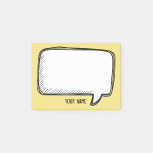 Post-it® Funny White Talk Bubble jaune Nom personnalisé