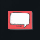 Post-it® Funny White Talk Bubble Red Nom personnalisé<br><div class="desc">Un design de dessin animé pour vous d'envoyer des messages. Vous pouvez facilement insérer votre nom et modifier la couleur rouge en arrière - plan (utilisez le bouton personnaliser)</div>