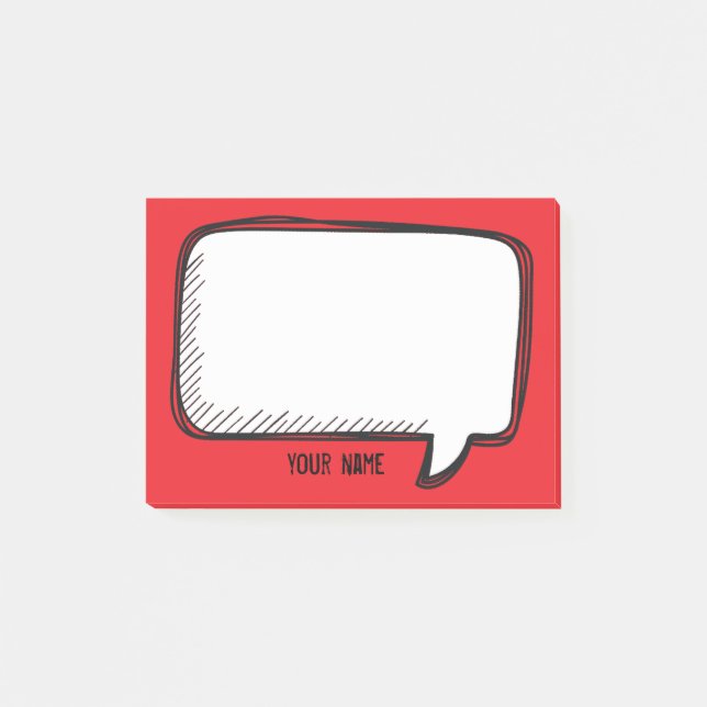 Post-it® Funny White Talk Bubble Red Nom personnalisé (Devant)