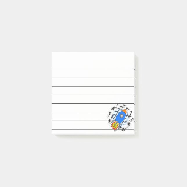 Post-it® Fusée de dessin animé avec des demi-teintes Galaxi (Devant)