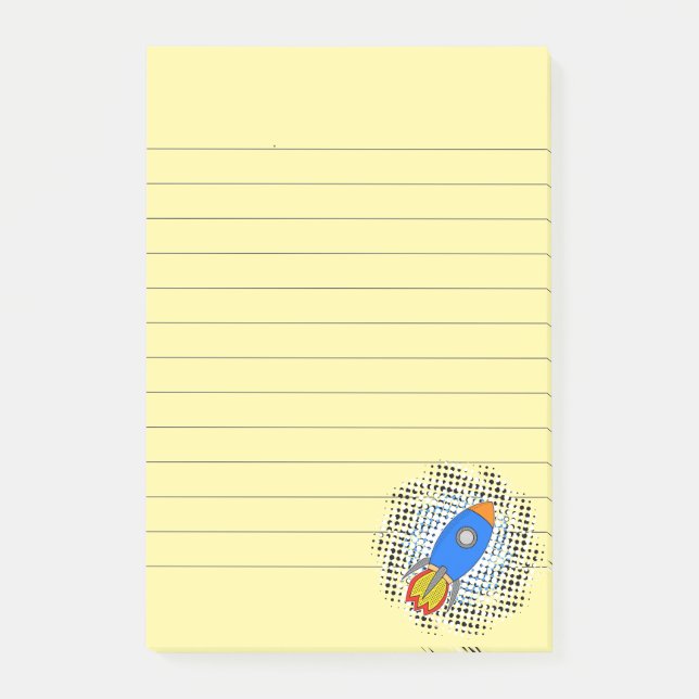 Post-it® Fusée de dessin animé avec galaxie en demi-teintes (Devant)