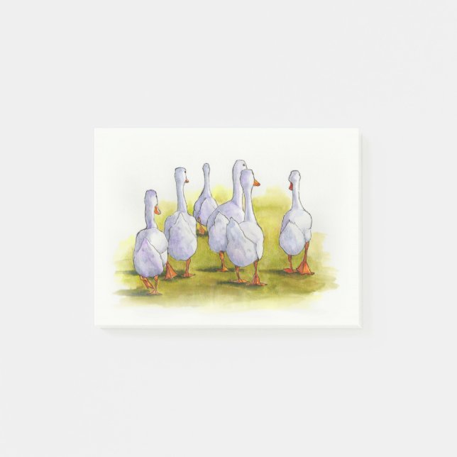 Post-it® Gaggle of Geese Walking Away, peinture d'aquarelle (Devant)