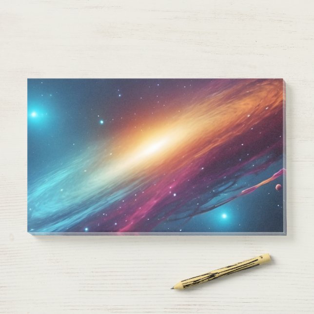 Post-it® Galaxie spatiale néon futuriste abstraite Synthwav (Sur un bureau)