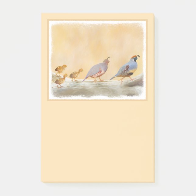 Post-it® Gambrel's Quail Painting Original Bird Art (Devant)