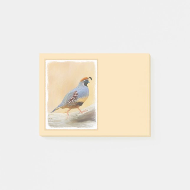 Post-it® Gambrel's Quail Painting Original Bird Art (Devant)