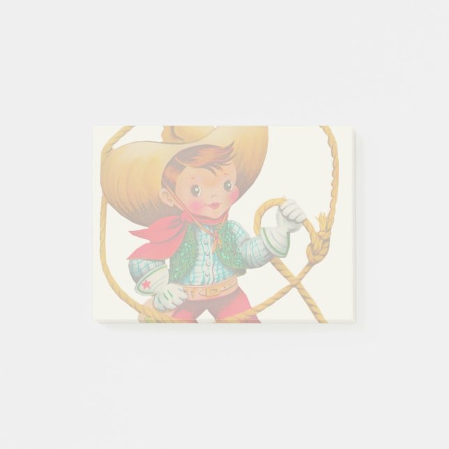 Post-it® Garçon Rétro Cowboy Enfant Mignon Occidental (Devant)