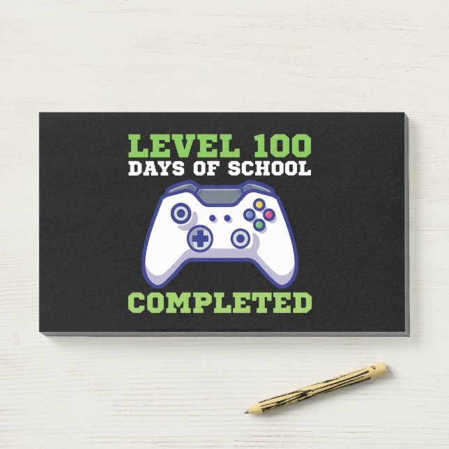 Post-it® Garçons Niveau 100 Jours d'école terminés  (Sur un bureau)