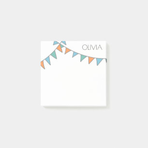 Post-it® Garland bleu orange minimaliste Ajoutez votre nom