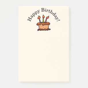 Post-it® Gâteau au Chocolat Fantaisie Joyeux Anniversaire D