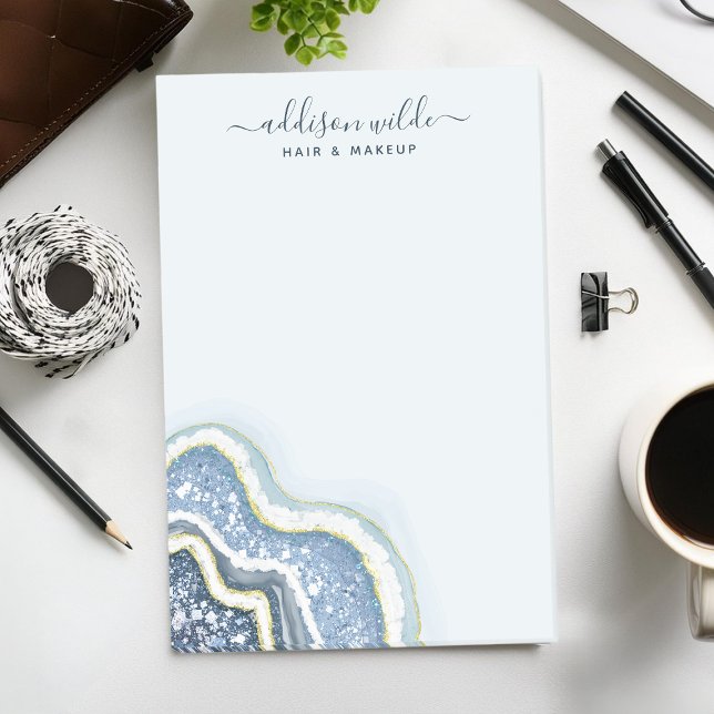 Post-it® Géode d'agate à paillettes bleues Luxe Entreprise (Créateur téléchargé)