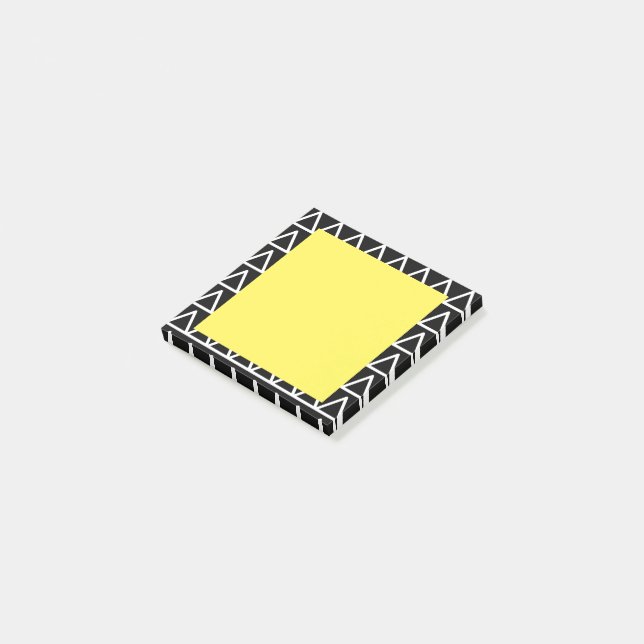 Post-it® Géométrique moderne noir et blanc jaune (Incliné)