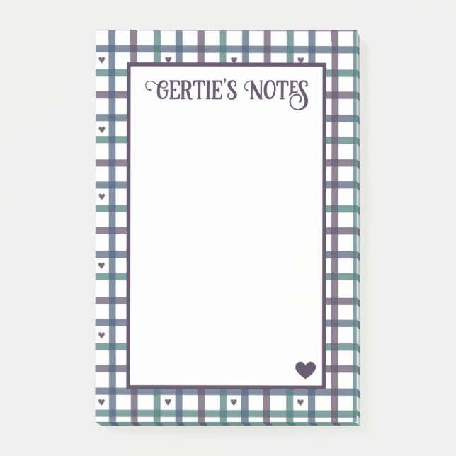 Post-it® Gingham Cœur Violet (Devant)