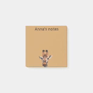 Post-it® girafe drôle et fond marron, personnalisé