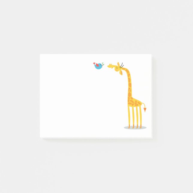 Post-it® Girafe et oiseau mignons de bande dessinée (Devant)