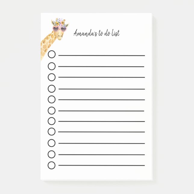 Post-it® Girafe personnalisable avec lunettes de soleil (Devant)