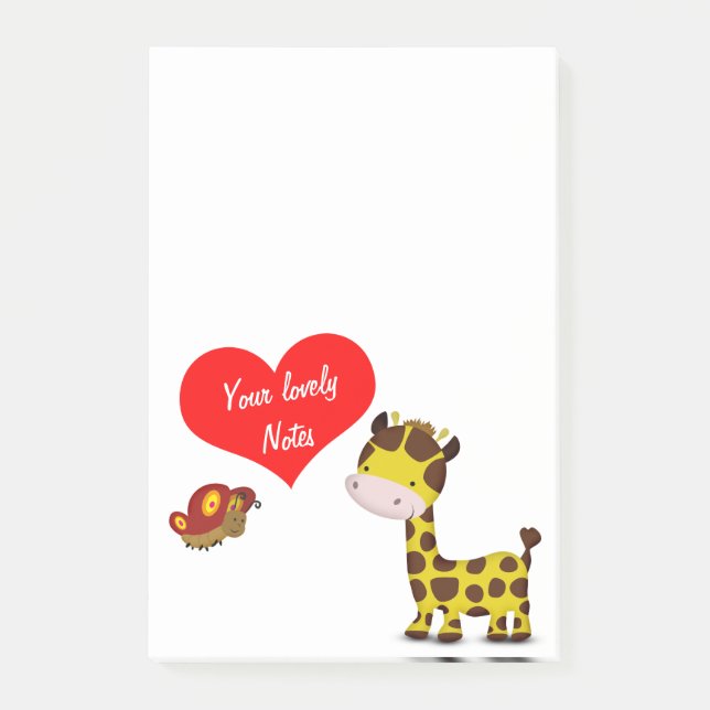 Post-it® Giraffe et Papillon Belle note (Devant)