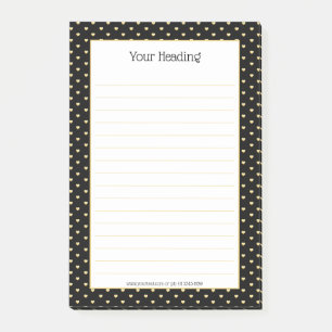 Post-it® Girly Hearts Faux Gold Foil Black Motif