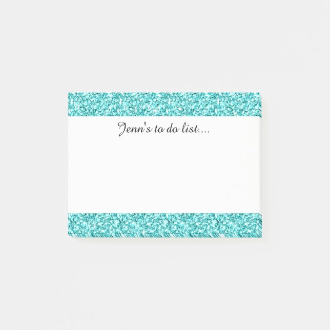 Post-it® Girly, parties scintillantes bleues d'Aqua (Devant)