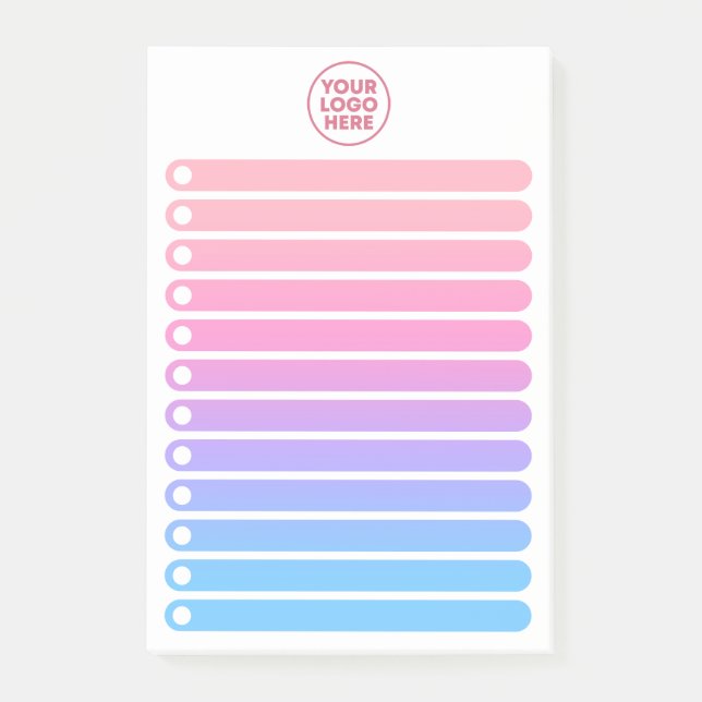 Post-it® Girly Pink Blue Gradient Business Logo To Do List (Devant)