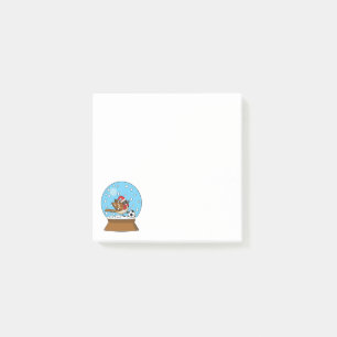 Post-it® Globe de neige avec un moineau mignon jouant au so