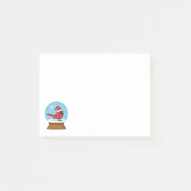 Post-it® Globe des neiges avec cardinal rouge mignon (Devant)
