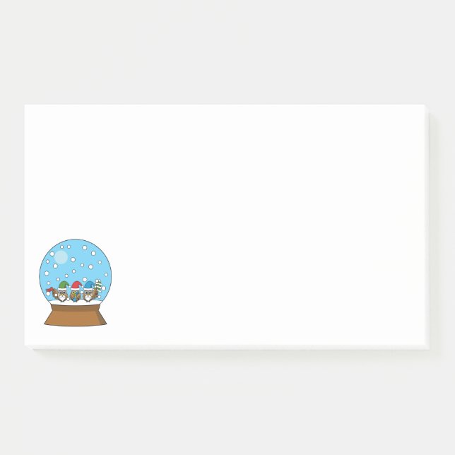 Post-it® Globe des neiges avec trois Chouettes Gnomes (Devant)