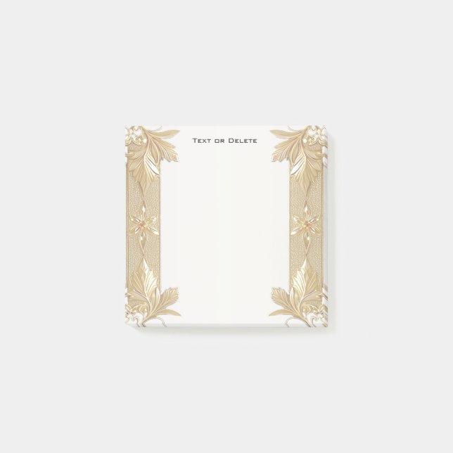 Post-it® Gold Black Ornate Floral Post it Notes (Devant)
