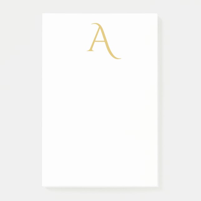 Post-it® Gold Color Monogram Initial Professional White (Devant)
