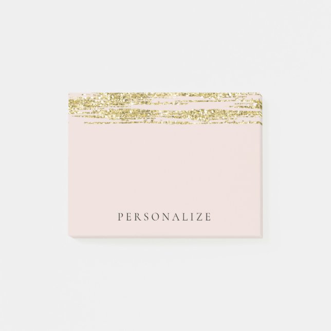 Post-it® Gold Faux Parties scintillant Blush Pink Stripes (Devant)