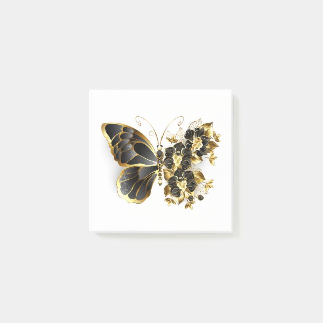 Post-it® Gold flower Butterfly with Black Orchid (Devant)