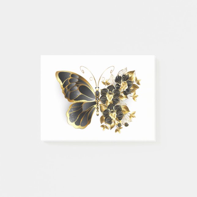 Post-it® Gold flower Butterfly with Black Orchid (Devant)