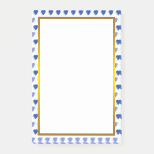 Post-it® Gold Foil Blue Love Heart Motif Valentine