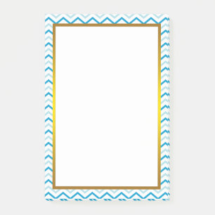 Post-it® Gold Foil Blue Turquoise Chevron Zigzag Motif