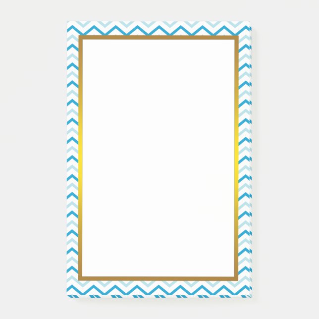 Post-it® Gold Foil Blue Turquoise Chevron Zigzag Motif (Devant)