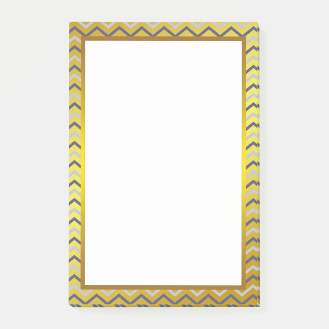 Post-it® Gold Foil Silver Grey Chevron Zigzag Motif (Devant)