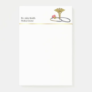 Post-it® Gold Medical Stethoscope & Caduceus with Heart