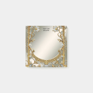 Post-it® Gold Ornate White Floral Post it Notes