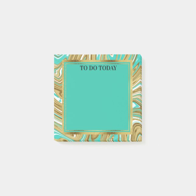 Post-it® Gold personnalisé et marbre Turquoise Aquarelle 3x (Devant)
